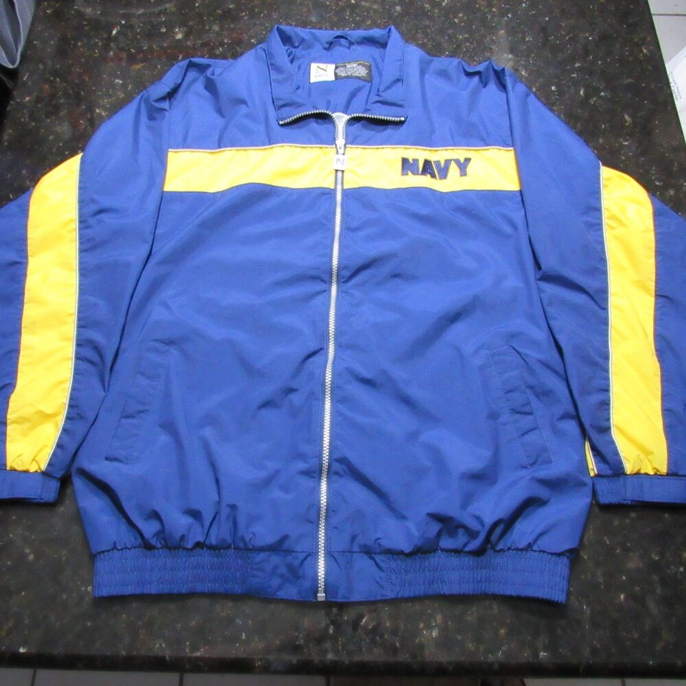 Vtg 1990 Authentic Navy Accelerate Your Life Medium warm up Navy track jacket - Picture 11 of 16
